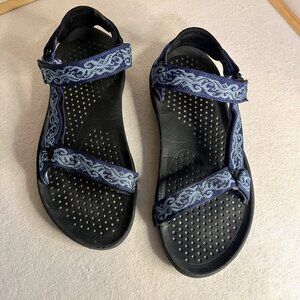 Teva Hurricane Sandals * Size 10 * Womens * Blue on Black * Great Condition